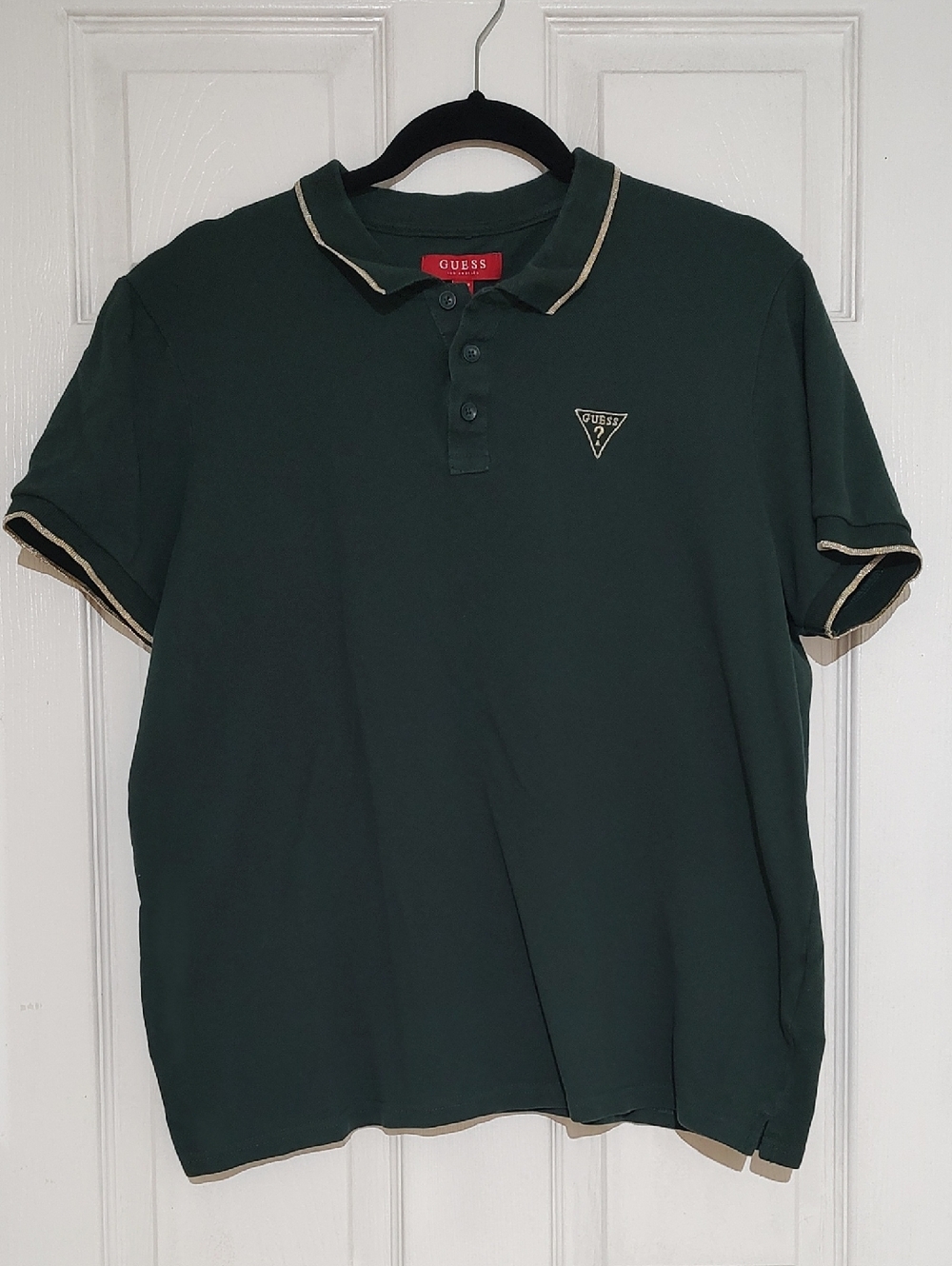 GUESS Dark Green And Gold Polo